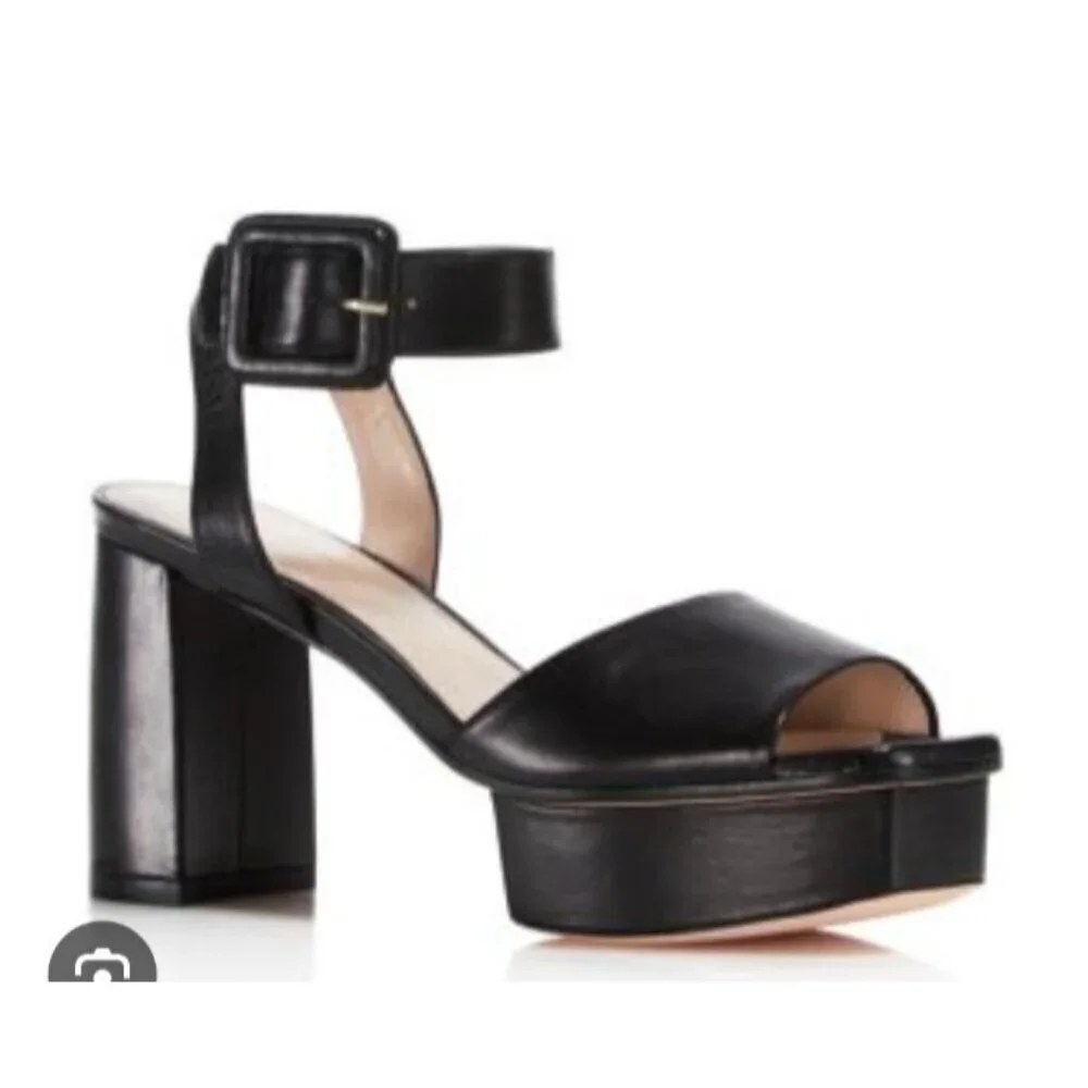 Stuart Weitzman Women's Newdeal Leather Platform Ankle Strap Sandals Size 9 M